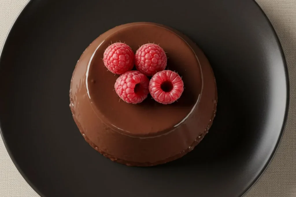 Chocolate Panna Cotta with Raspberry