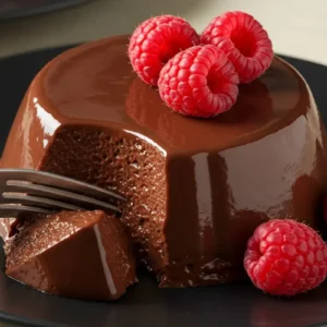 Chocolate Panna Cotta with Raspberry