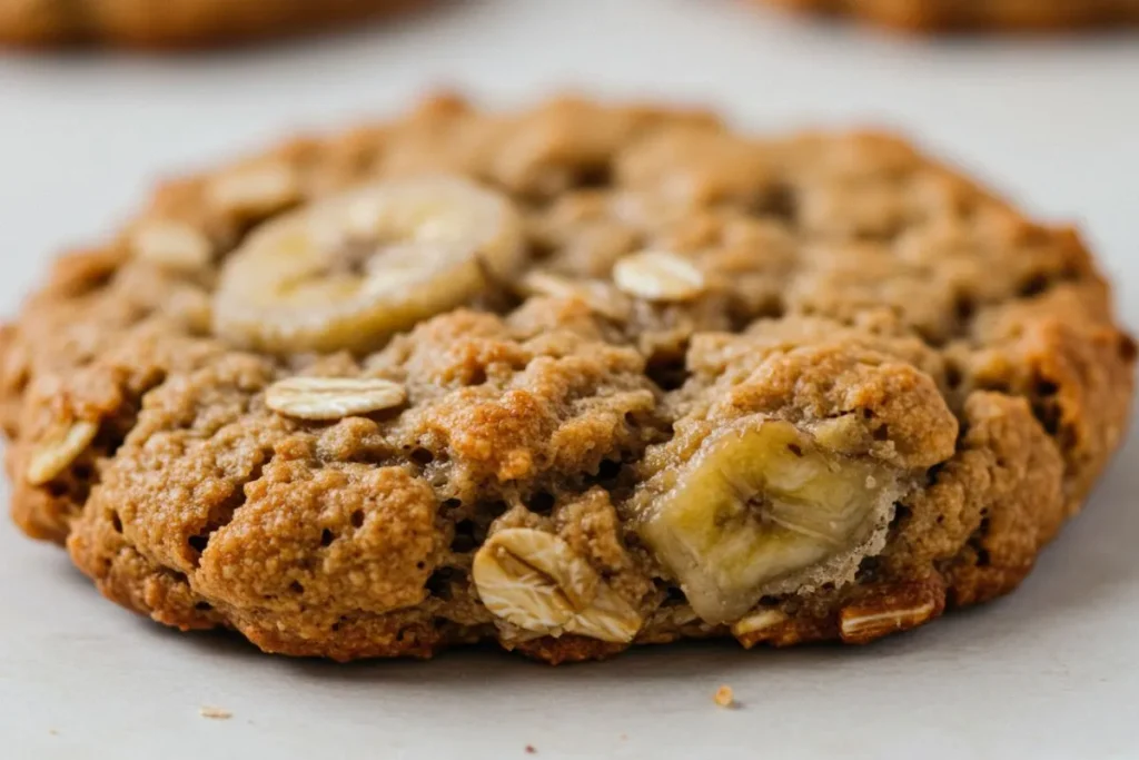 A close-up look of a healthy banana oatmeal cookie