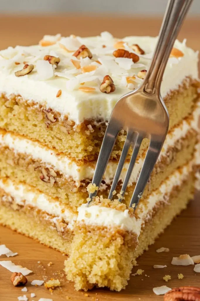 Authentic Italian Cream Cake: Moist Layers with Coconut and Pecans