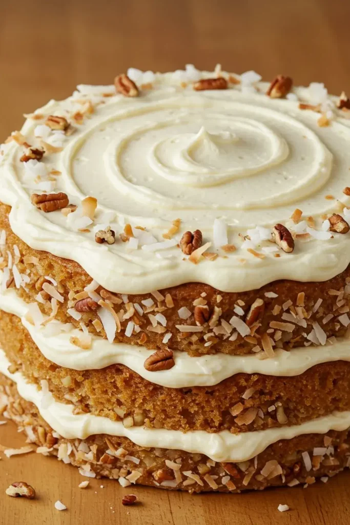 Authentic Italian Cream Cake: Moist Layers with Coconut and Pecans