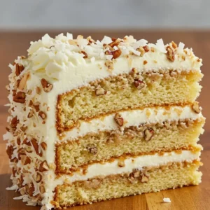 Authentic Italian Cream Cake: Moist Layers with Coconut and Pecans
