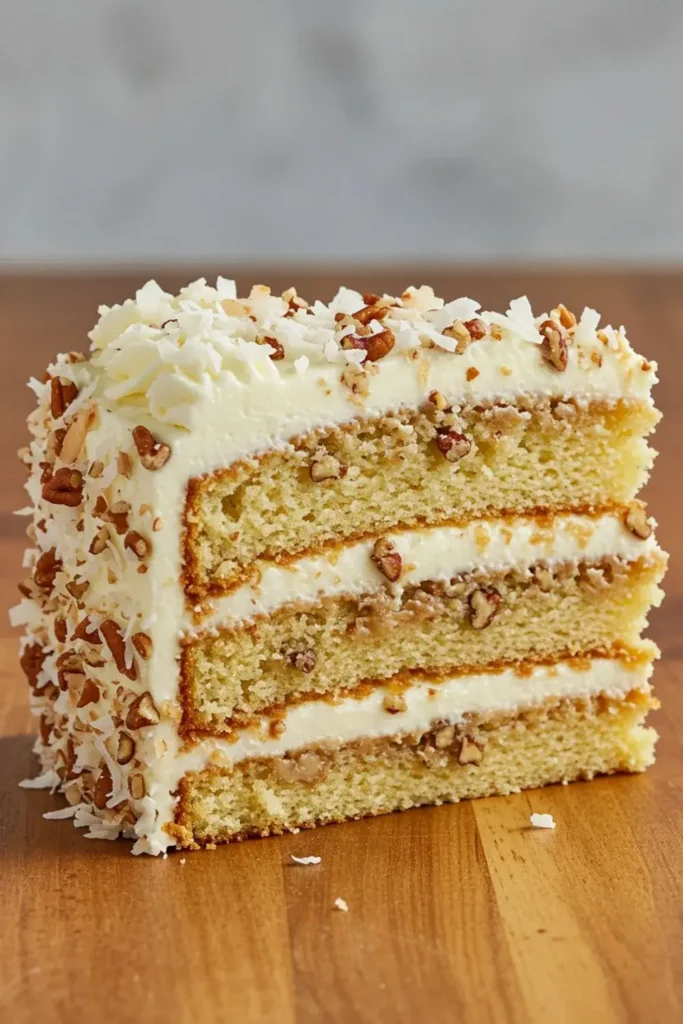 Authentic Italian Cream Cake: Moist Layers with Coconut and Pecans