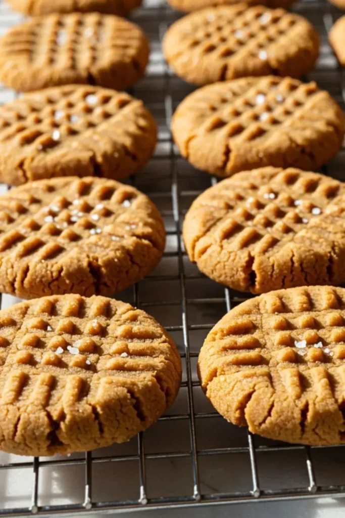 3-Ingredient Peanut Butter Cookies cooling on a wire cooling rack