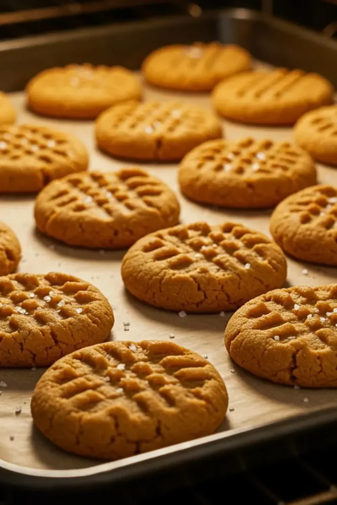 3-Ingredient Peanut Butter Cookies baking in the oven