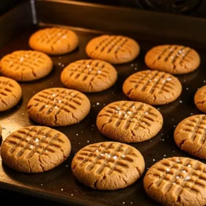3-Ingredient Peanut Butter Cookies baking in the oven