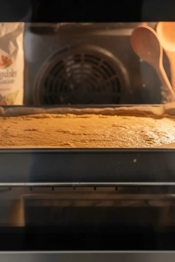 A Pumpkin Spice Swiss Roll cake baking in a modern oven