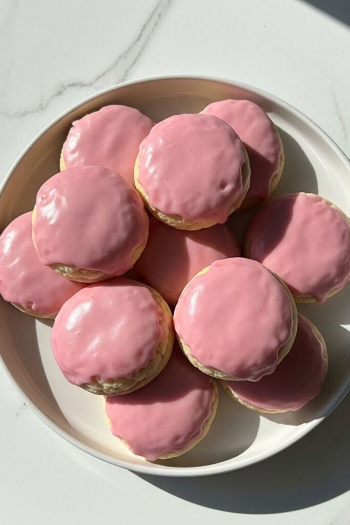 Soft Glazed Strawberry Sour Cream Cookies