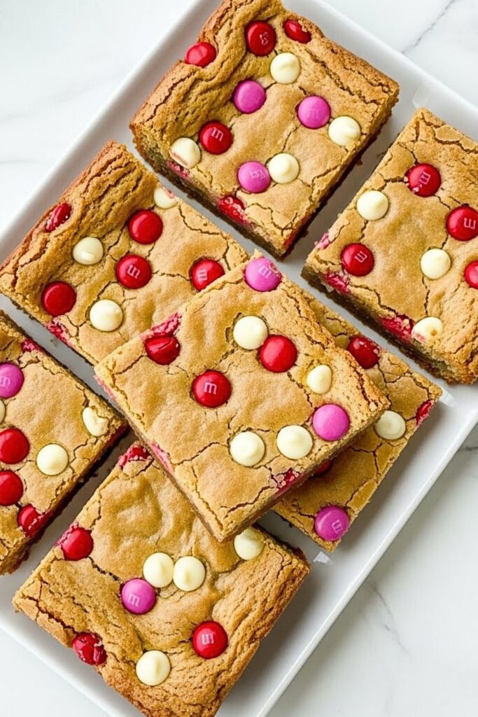 Easy M&M Valentine's Day Blondie Bars