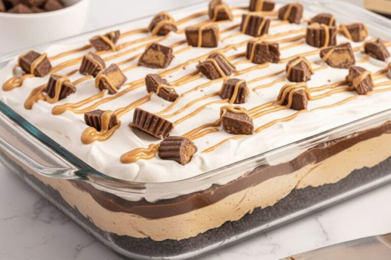 No-Bake Peanut Butter Chocolate Lush